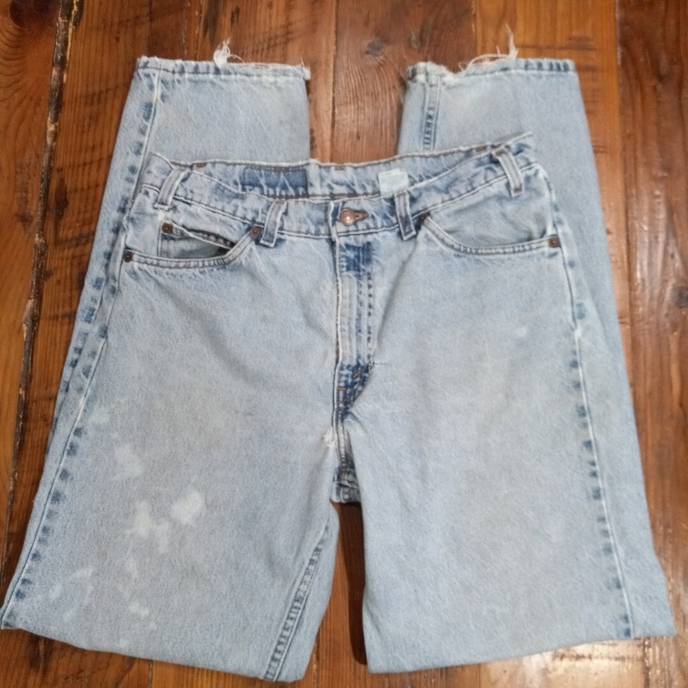 Vintage LEVIS 550 Relaxed Jeans 34x34 Light Faded Orange-Tab USA